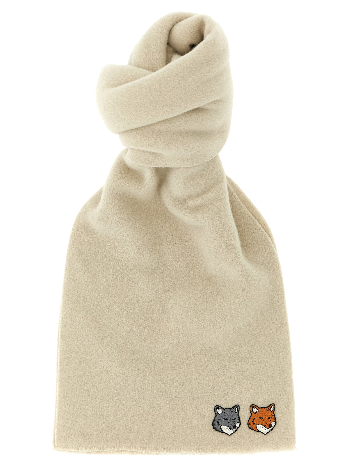 Maison Kitsuné White Virgin Wool Scarf